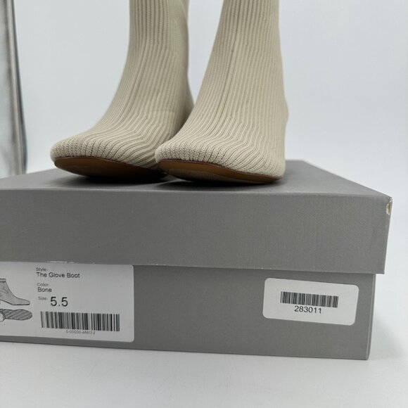Everlane The Glove Boot in Bone size 5.5 Women's Stretch Rib Knit Ankle Bootie - Picture 7 of 7